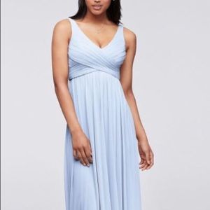 Ice Blue David Bridal’s Long Mesh Sleeveless Dress